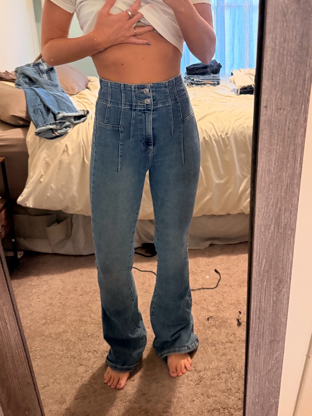 We The Free High-Rise Medium Blue Flare Jeans